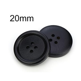 20 Elegant Wooden Buttons Round Black 20 mm with 4 Holes, Jacket Buttons for Sewing, Craft Buttons, Jacket Buttons, Four Hole Buttons
