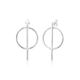 Elli Women's Genuine Jewellery Earrings Geo Circle Basic Minimal Look in 925 Sterling Silver, Sterling Silver