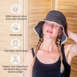 Halsa Sauna Hat, Natural Wool Sauna Cap for Men and Women, Eco-Friendly Insulating Headgear for Spa, Steam Room, Banya, Bathhouse, Comfortable, Breathable, Handmade, One Size Fits All