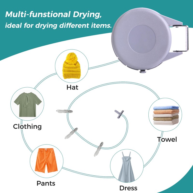 JS HANGER Retractable Clothesline Outdoor Indoor Laundry Line - 49