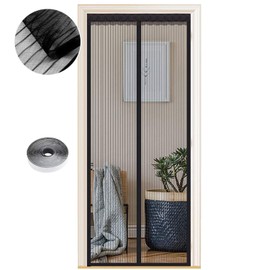 WENT Fliegengitter Tr Magnet Insektenschutz, Verschiedene Gr??en, 120 x 200cm, Magnetvorhang ist Ideal fr Balkontr Wohnzimmer und Terrassentr, Ohne Bohren, Schwarze Streifen
