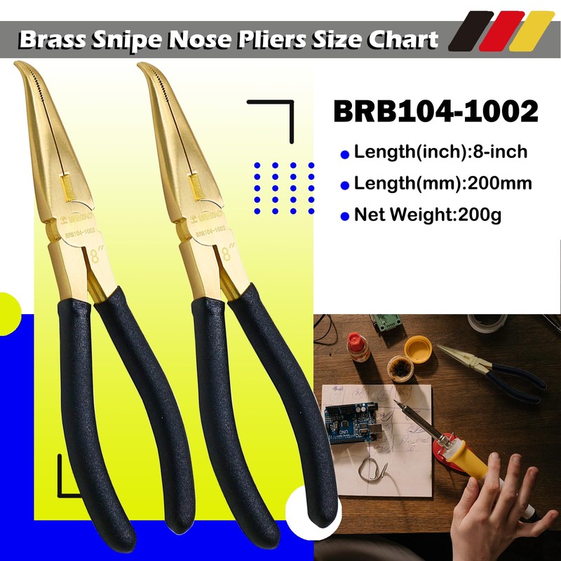 WEDO 2-Piece Brass Pliers Set - 8" Bent & 45-Degree