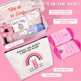 Awfrky 8 Year Old Girl Gifts, Gifts for 8 Year Old Girls Beautiful Teen Girl, Best Birthday Gift Ideas for Daughter, Sister, Niece, Granddaughter, 8th Birthday Decorations for Teen Girls Set of 6