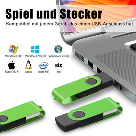 USB Stick 8 GB Pack of 5 Memory Stick 2.0 USB Stick Data Storage Green
