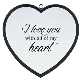 Elanze Designs Heart Shaped I Love You with All of My Heart Black 12 x 12 Metal and Glass Wall Mounted Mirror