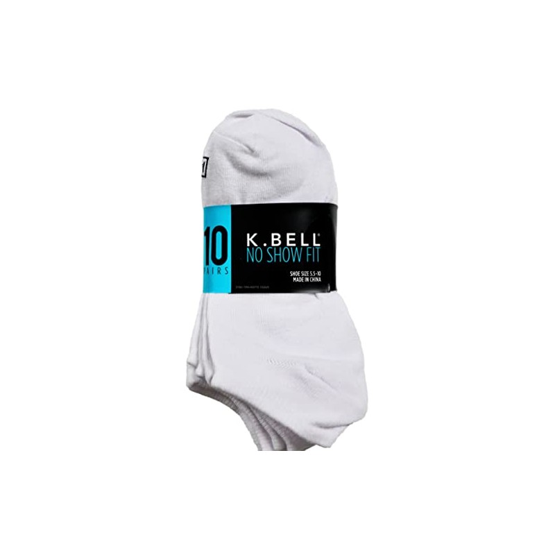 K. Bell - Calcetines invisibles para mujer, color blanco, 10