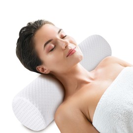 NGOZI Bedding Pillow Roll, Cylinder Bolster Pillow, Neck Roll with Removable Cover, Multi-Functional Support Pillow 17.7 * 5.1 * 5.1”(45 * 13 * 13CM), White
