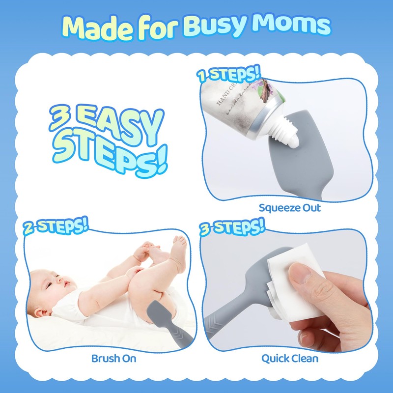 3-Pack Diaper Cream Spatula - Soft Silicone Butt Paste Spatula
