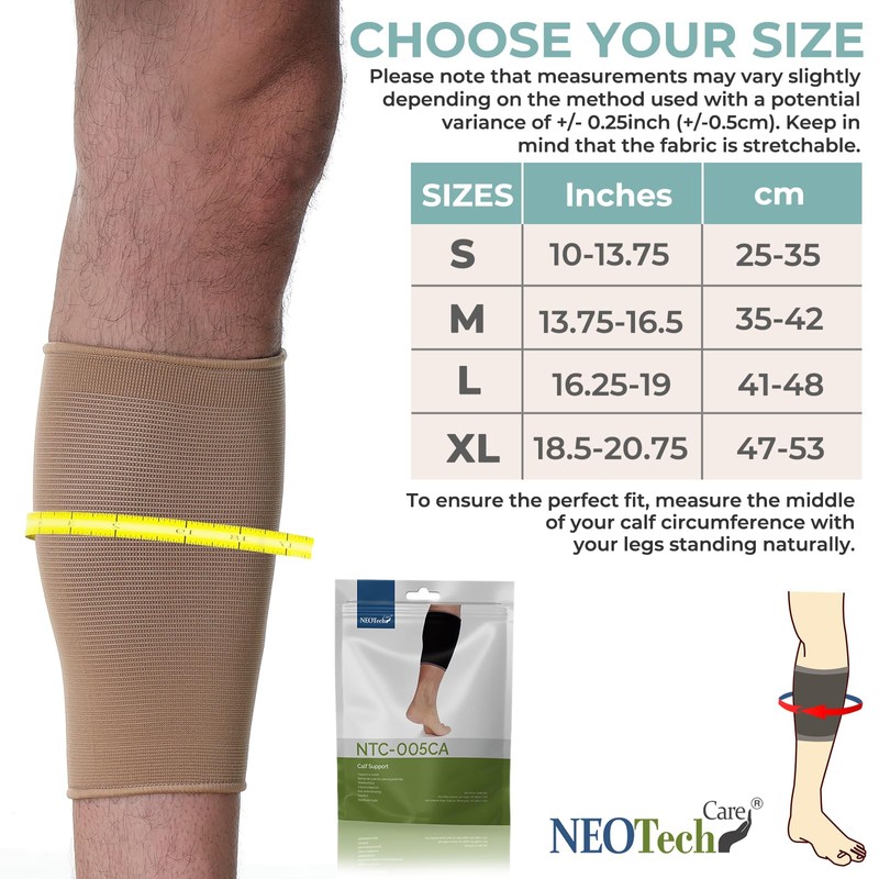 Neotech Care Calf Support Sleeve - Elastic & Breathable Knitted