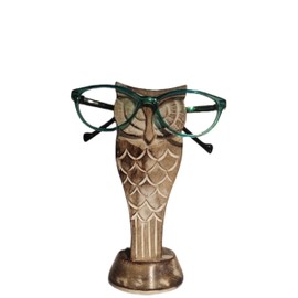 Generic Wooden Owl Glasses Holder for Desk Eyeglasses Storage Rack Stand Table Top Sunglasses Stand for Countertop, Brown