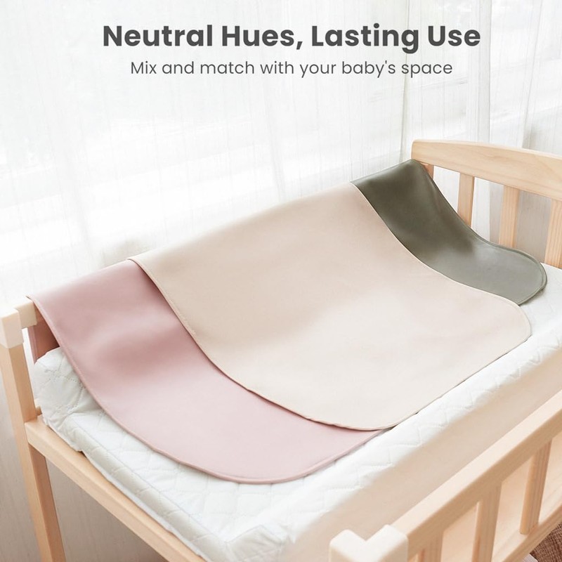 Konssy 2 Pack Faux Leather Baby Changing Mat 30"x17", Foldable