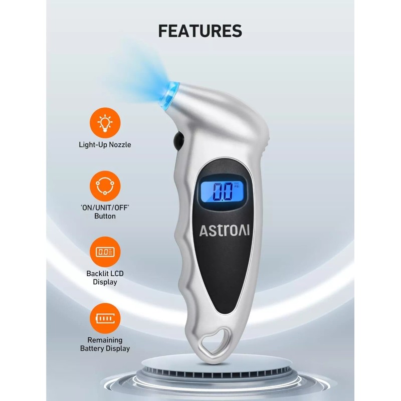 AstroAI Tire Pressure Gauge Digital 0-150PSI, 4 Units for Car
