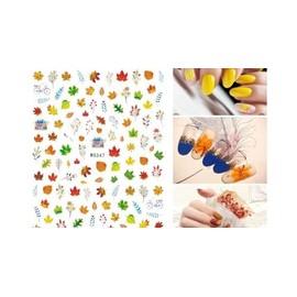 Fall Leaf Turkey Nail Sticker Thanksgiving Pumpkin Autumn Maple Squirrel Fruit Wg347 Nail Wraps Stickers Manicure Supplies for Women Nails Full Long Lasting Easy Apply and Remove
