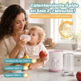 Calentador de Biberones 8 en 1, Calentamiento Rápido en 3 Minutos, Control Inteligente de Temperatura, Descongelación, Esterilización, Temporizador, C