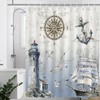 Mocsicka Nautical Sailboat Shower Curtain Lighthouse Compass Anchor Bathroom Shower
