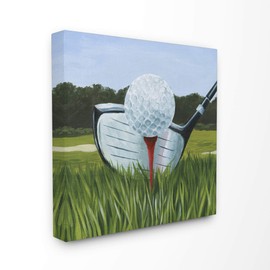 Stupell Industries Golf Tee Close Up Green Red Sports Painting Canvas Wall Art, 30 x 30, Multi-Color