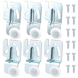 HCEWSBFD 6 Pcs Closet Sliding Door Hardware Wardrobe Roller Kit Wardrobe Wheels Replacement with 12 Screws for Top Hung Bypass Sliding Closet Doors Kitchen Doors, Including 1/4" and 1/2 Inch Thick