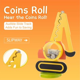 AORCMITN Wooden Excavator Piggy Bank for Boys Kids Girls Big Clear Animal Belly Coin Bank Toddler Real Money Toy