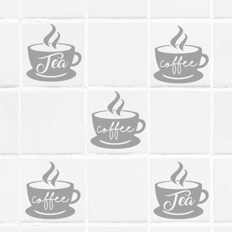 Coffee Cup Tile wall Sticker for Kitchen, Tea Cup wall