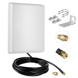 Antena de panel direccional de largo alcance de 15 dBi WiFi de doble banda 2.4 GHz, 5 GHz, 5,8 GHz, con cable de 10 pies, para enrutador WiFi, tarjeta de red inalámbrica, cámara IP de seguridad,