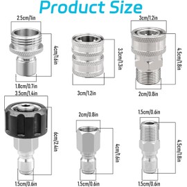 10 Pack Pressure Washer Adapter Set Quick Release Connect Fitting Adapter Kit M22-14mm Swivel to 3/8'' Quick Connect 3/4" to Quick Release