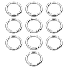 YOKIVE 10 Pcs Spring O Rings, Zinc Alloy Gate O Ring Round Snap Clip | Organizing Accessory, Great for Keyring Buckle Purse Handbag (Silver, 1.1-Inch)