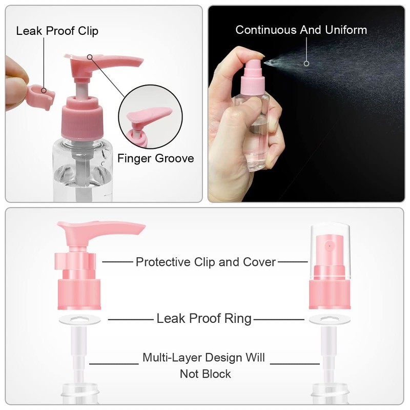 空のトラベルサイズボトルセット 漏れ防止 シリコンプラスチックシャンプーコンディショナー液体スクイーズボトル TSA承認 トラベルコンテナスプレーボトル 詰め替え可能化粧品容器 洗面用具バッグキット付き