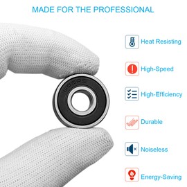 100 PCS 608-2RS Ball Bearing - Double Rubber Sealed Shielded Miniature Deep Groove Bearings for Furniture Wheel, Small Machinery, Electric Motors, Hobby Drones, 3D Printers(8mm x 22mm x 7mm)(608 2RS)