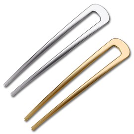 U Shaped Hair Pins for Women Girls U Shape Hair Fork for Buns Curly Hair Stick for Girls Women U Hairpins for Women Girls Curly Plain Hair Pins for Buns Curls Ladies Hair Accessories 2pcs