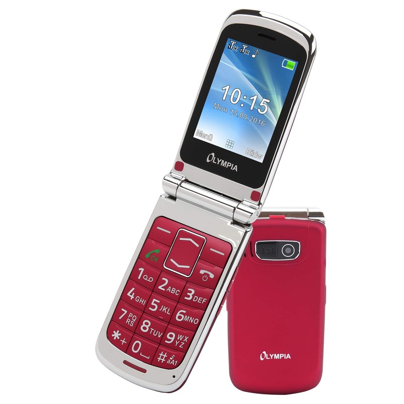 OLYMPIA Modell Style Plus Komfort-Mobiltelefon mit Großtasten und Farb-LC-Display rot