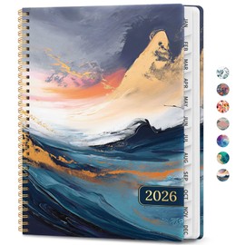 2026 Planner, Weekly and Monthly Calendar Planner Book, January 2026 - December 2026, Hardcover Spiral Planner with Monthly Tabs, Notes Pages, Perfect for Women & Men, A4 (8.5" x 11") - Abstract