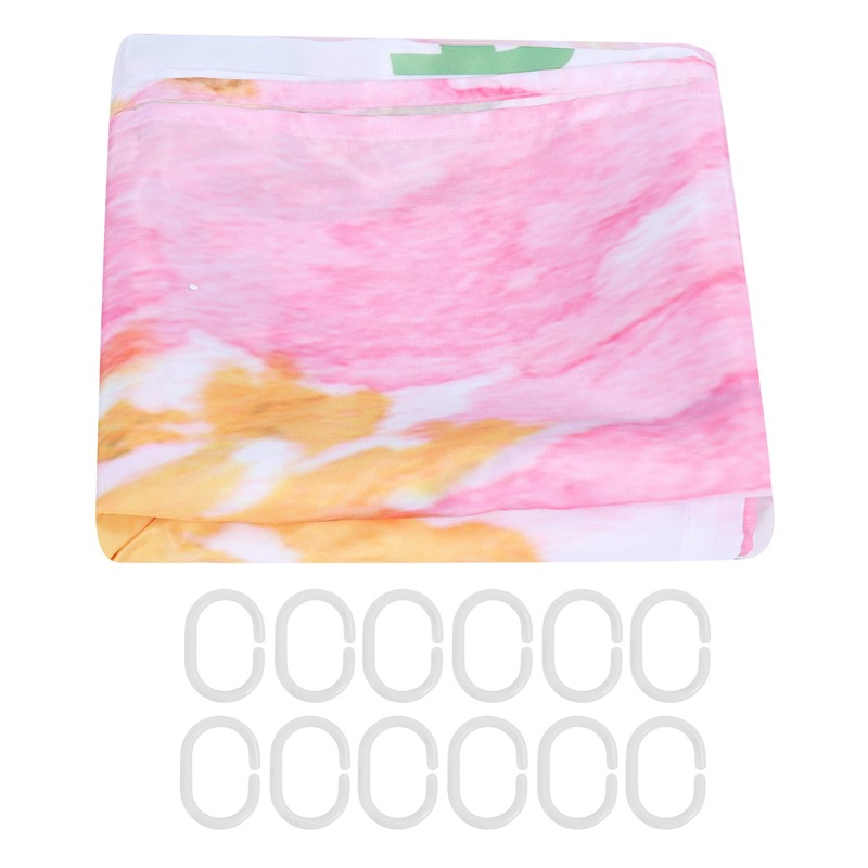 Summer Floral Pattern Shower Curtain with Hook Bathroom Curtain for