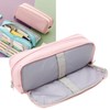Pen Pencil Case 3 Compartments Canvas Portable Large Capacity Pencil