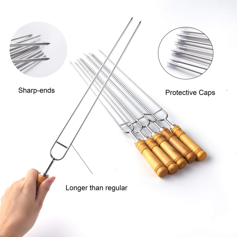 IMEEA Double Skewers for Grilling Thickened Stainless Steel Kebab BBQ