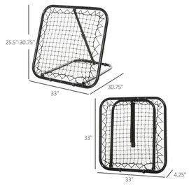 Benicabaly Soccer Rebounder Net, Adjustable Angled Portable Training Goal, Quick Folding Design, Sturdy Metal Frame, 3' x 3', Black