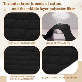 Wesnoy 6 Pcs Cotton Tummy Liners for Sweat Rash Under Belly Sweat Liners for Skin Folds Plus Size(Black,XXL)