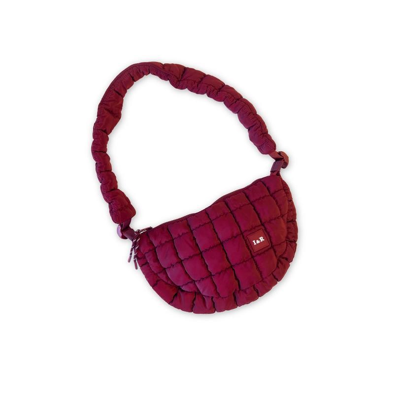 Half Moon Iris Puff Bag (#24235) Nylon Crossbody Bag:_Olive