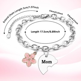 Mom Big Sister Little Sister Stainless Steel Bracelet Mother Daughter Bracelets Set for 3 Big Sis Lil Sis Mom Nana Sisters Birthday Graduation Christmas Valentines Gift for Her Women Chain Bracelet