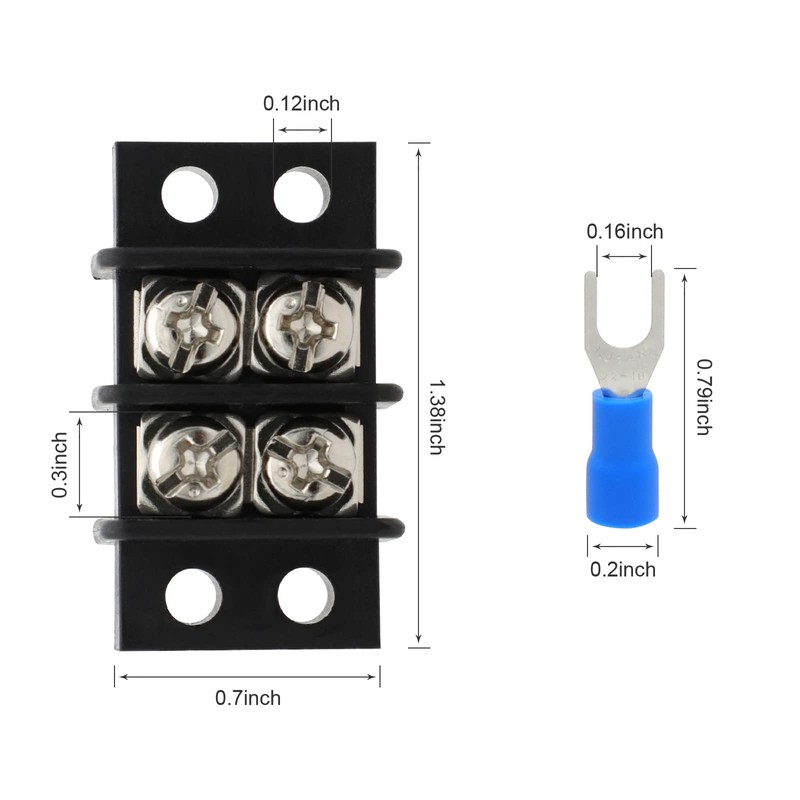 Terminal Block,2 Pack 2 Circuits 20-30A 200v-450v Dual Row Screw