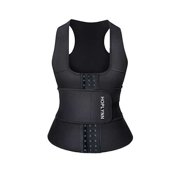 HOPLYNN Neoprene Sauna Sweat Waist Trainer Corset Trimmer Vest for Women Tummy Control, Waist Cincher Body Shaper Black XX-Large