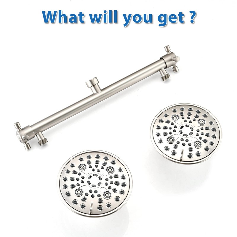Proox Double Shower Head with Built-in Valve, High Pressure 6