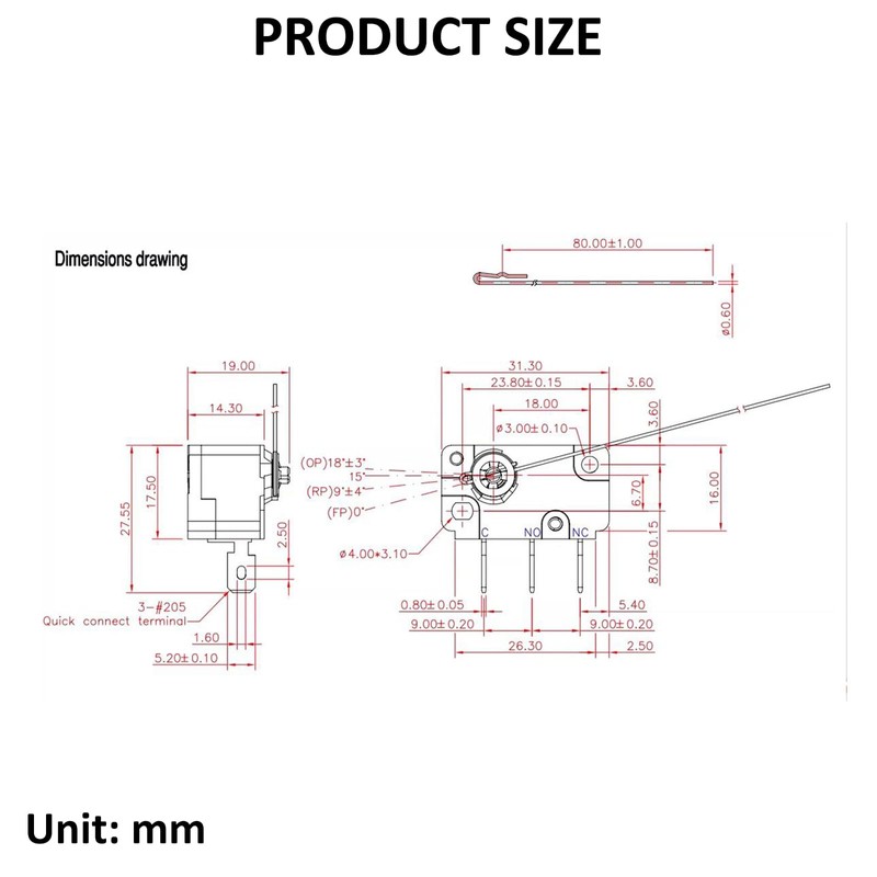 Coin Switch Wire Switch 5A 125/250V AC 3 Foot 0.1A