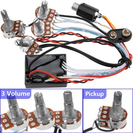 Yootones Prewired 2 Band Active Passive EQ Equalizer Preamp Circuit & 9V Pickup Battery Holder Case Compatible with Guitar Bass Instruments