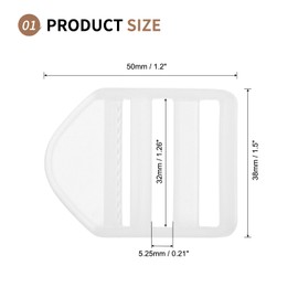 SUIKIHUM 10 Pack Plastic Ladder Slider, 1 Inch(25mm) Backpack Buckle Tri-Glides Clip, Adjustable Curved Buckle for Strap, Transparent