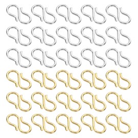 PATIKIL 13x4mm S Hook Clasp,100Pcs 304 Stainless Steel S-Shaped Jewelry Clasp Connector for Jewelry Making Necklace Bracelet Craft DIY Accessories,Silver,Gold