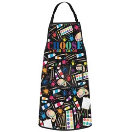 WZMPA Art Painting Adjustable Apron Art Teacher Lover Gift Choose Your Weapon Kitchen Apron For Artists Painter, Choose Your Weapon Ap