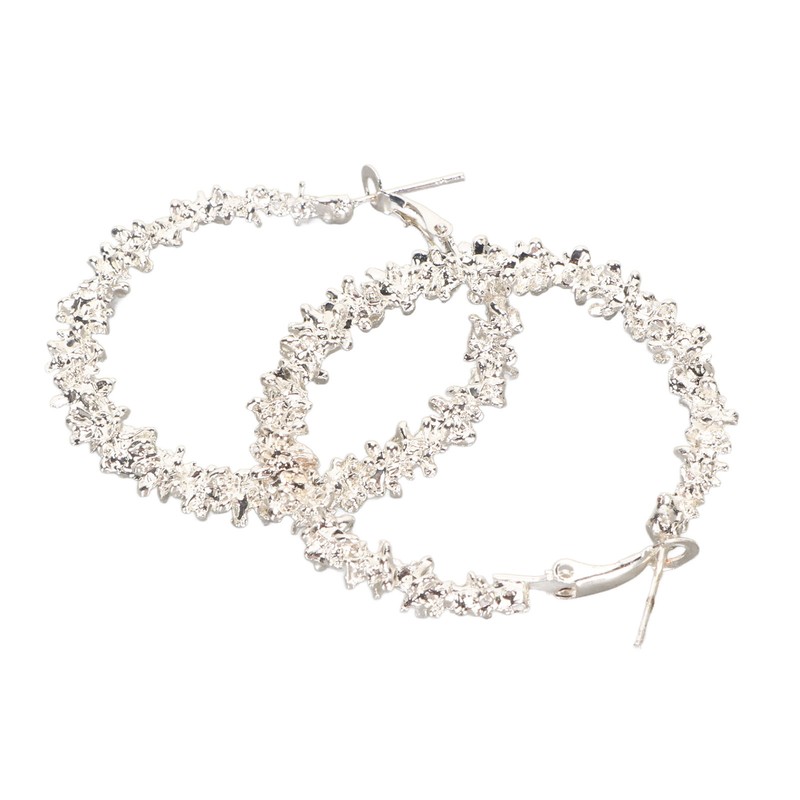 5 Pair Silver Hoop Earrings Retro Simple Lightweight Zinc Alloy