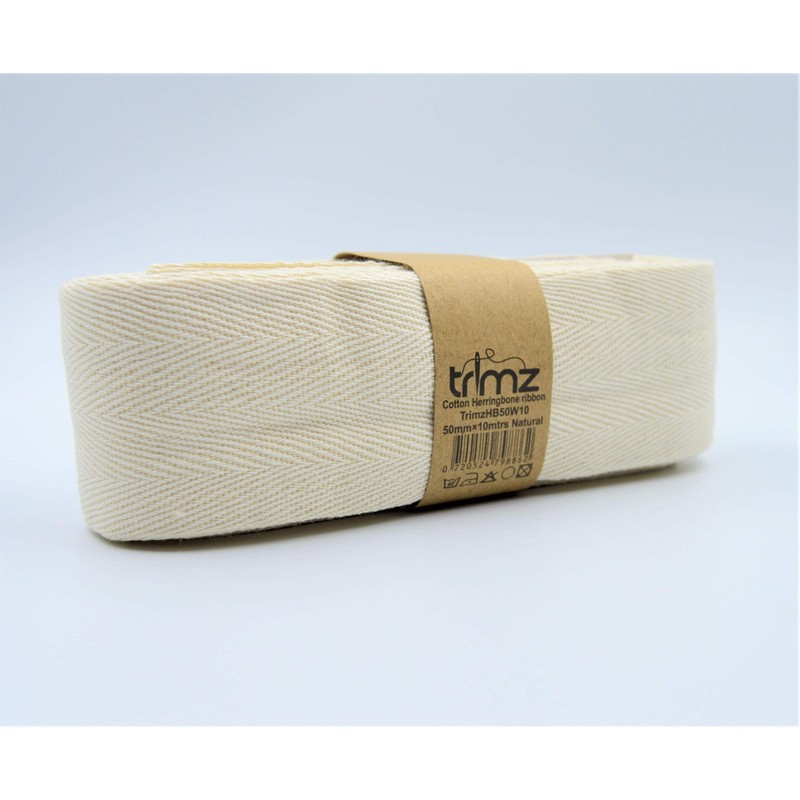 Trimz 100% Cotton Herringbone Tape 50mm x 10m