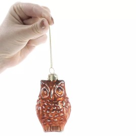 Factory Direct Craft Set of 4 Mottled Copper Mercury Glass 3-1/4" Owl Ornaments