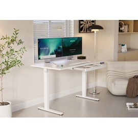 YDN Standing Desk with Drawers, 55 x 24 Inch Adjustable Height Stand Up Desk, Electric Sit Stand Computer Desk for Home Office, White